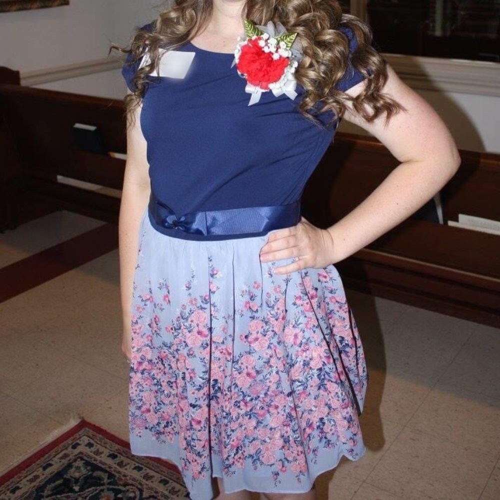 Blue Short Spring Floral Dress
